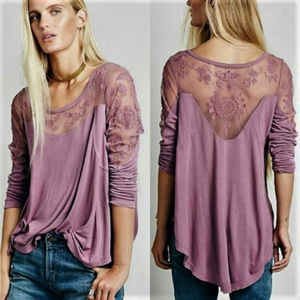 Free People XS New Romantics Jilly Lace Tee